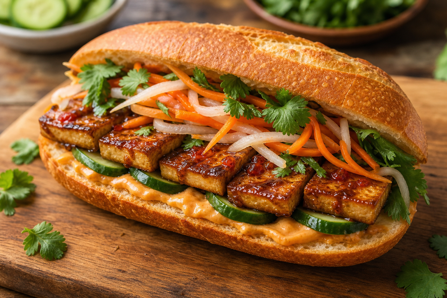 Banh Mi-Style Tofu Sandwiches with Quick-Pickled Veggies