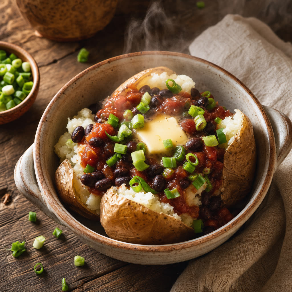 Loaded Microwave Baked Potatoes