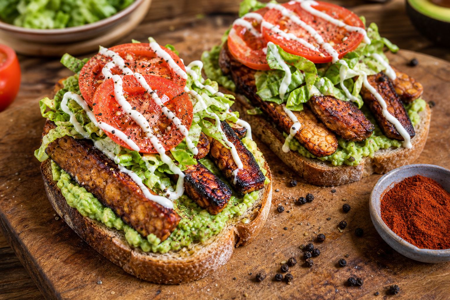 Smoky Tempeh BLT Avocado Toast