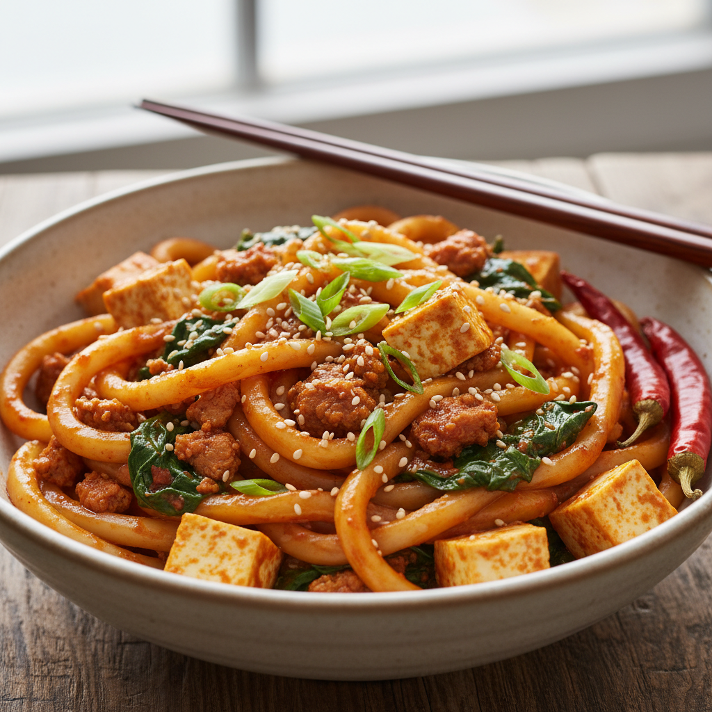Spicy Gochujang Udon Noodles