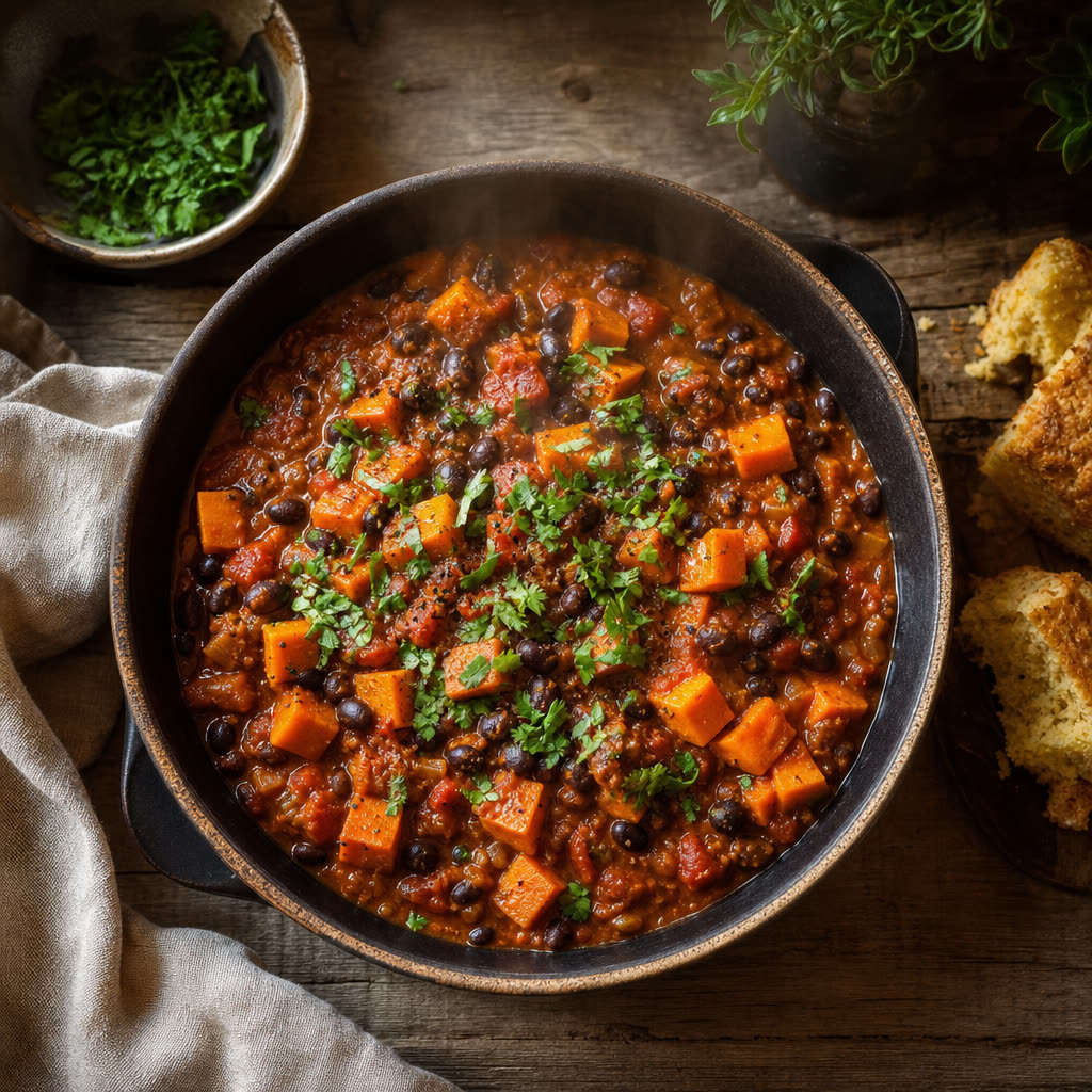 Sweet Potato & Black Bean Chili for Two