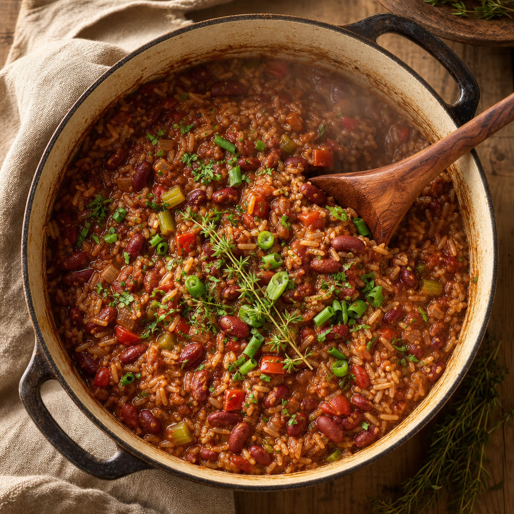 Vegan Cajun Red Beans and Rice