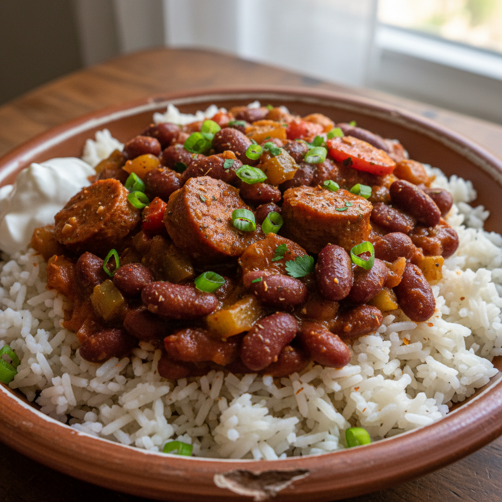 Vegan Cajun Red Beans and Rice